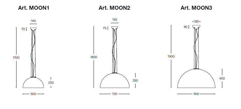 MOONLIGHT MOON 3- sospensione diam. 90 BY ALDO BERNARDI - ILLUMINAZIONE ROMA